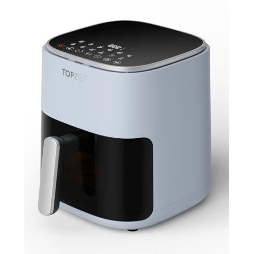 TOPZEE Airfryer 12-in-1, 5.5-Qt Compact & Large for 2-4 people, Air Fryers with Window, Little to No Oil, Nonstick Dishwasher Safe Frying Baskets, Light Blue
