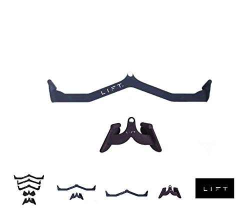 Lift Brand LAT Pulldown bar with Ergonomic Handles, Cable Machine Attachments Combo, Bicep Tricep Rope LAT pulldown Bar, Back Strength Training, Row bar, Home Gym Exercise Equipment LAT Set 2 Piece