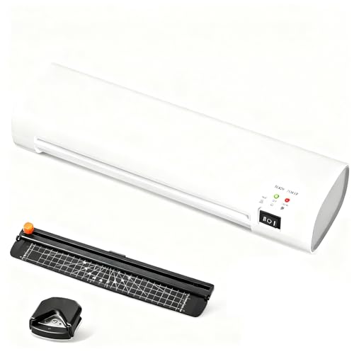 9-inch 4-in-1 thermal laminator machine with never-jam tech includes 40 a4 laminating pouches trimmer amp corner rounder for office amp home use - white