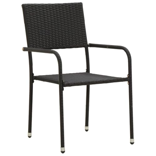 Mobilier de jardin 7 pièces polyrotin noir résistant intempéries durable - 5
