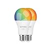 Wyze Bulb Color, 1100 Lumen WiFi RGB and Tunable White A19 Smart Bulb, Works with Alexa and Google Assistant, Two-Pack
