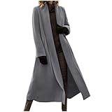 Abrigo largo para mujer, de gran tamaño, moda, holgado, suave, ligero, manga larga, cortavientos, chaqueta chic y elegante, abrigo cómodo otoño invierno, gris, XXL