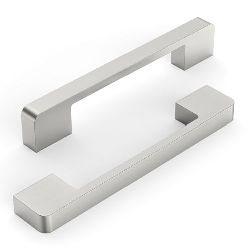 SUNCN キッチンキャビネットハンドル つや消しサテンニッケルキャビネット取っ手 キッチンハードウェア引き出し取っ手 10個パック 5インチ(128mm) 食器棚ワードローブ用