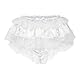 Satini Rüschen Spitze Sissy Gerafft Französisch Boy-Shorts Slips Dessous Seidig Satin Unterwäsche Höschen (Weiß - Weiße Spitze, XXL)