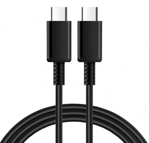 Image of 45W Type C to Type C Cable 1 Meter compatible with Samsung Galaxy S25 Ultra, S24 Ultra, S23 Series, A55, A35, Z Fold and Z Flip, USB-C (Black)