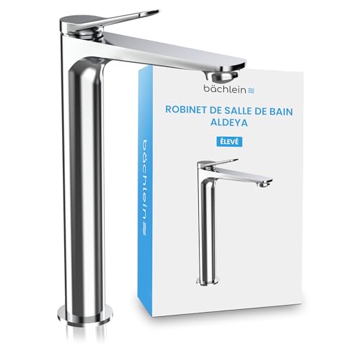 Bächlein Robinet de salle de bain Aldeya haut au design moderne, mitigeur mono-commande extra-haut pour lavabo surélevé avec kit de montage, Robinet de salle de bain...