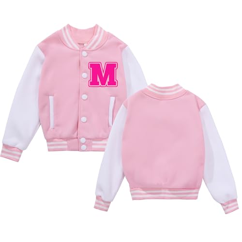 Image of BAICAIYU Kids Baseball Jackets Boys and Girls Varsity Coat Buttons Cardigan Letter Sport Letterman School Jacket