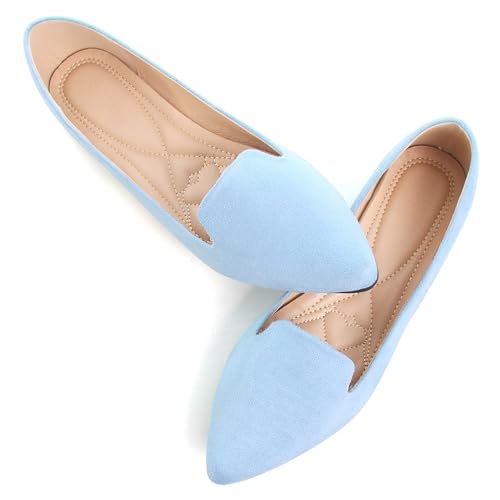 Image of Dear Time Women's Pointed Toe Ballet Flats Simple Casual Office Work Flats Slip-on Comfortable Shoes