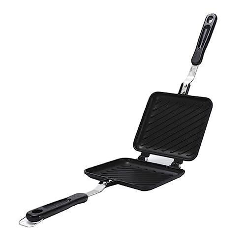 Agwuoetr Sandwichera a la Parrilla Pan Tostado MáQuina de Desayuno Hotdog Sandwich Pan Antiadherente Aluminio Flip Pan Utensilio de Cocina