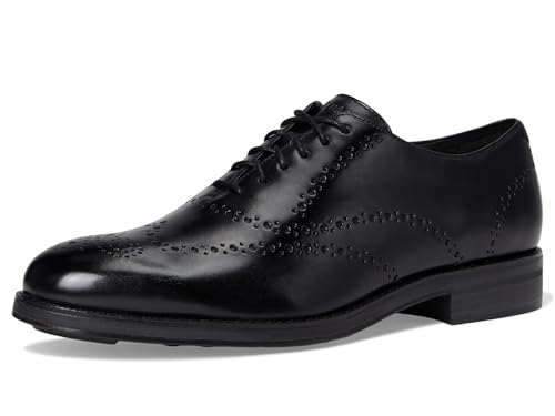 Cole Haan, Men, Ledley Grand Brogue Wingtip Oxfords, Black/Black, 8, Medium