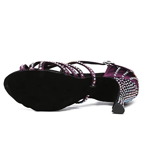 SWDZM Women's Latin Dance Shoes Rhinestone Ballroom Salsa Chacha Professional Performance Practice Dancing Shoes,Model YCL483 6