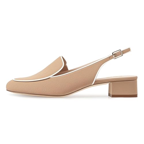 Image of YDN Women Closed Square Toe Block Low Heels Slingback Formal Loafer Dressy Shoes Office Lady Pump Size 4-15 US
