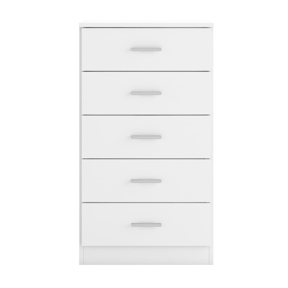 Mobelcenter, Cómoda 5 cajones Couple, Mueble Dormitorio 5 Cajones, Cómoda 50 cm. Blanco Mate. Medidas: 50 cm Ancho x 90,4 cm Alto x 33,3 cm Fondo (1445)
