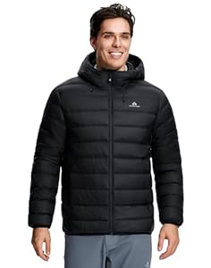 Pioneer Camp Herren Leichte Steppjacke – Outdoor Wasserbeständige Warme Winterjacke für Männer mit Kapuze(Black;S)