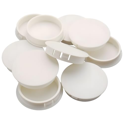 Image of Baomain 25-Pack Plastic Hole Plugs White 2 inch (50mm) Locking Hole Plugs HP-50 Snap-in Panel Covers for Furniture, Cabinets & Automotive