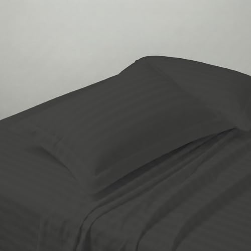 Image of LINENWALAS Cotton 300 TC King Large Size Pillow Cover | 2 cm Sateen Stripe Design | Cloud-Soft, Breathable & Skin-Safe | Oeko-TEX Certified Hotel-Style Bedding (20x36 inch, Set of 2, Dark Grey)