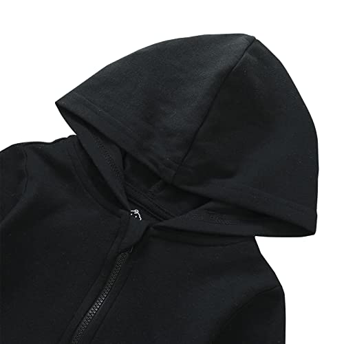 Romperinbox Unisex Solid Baby Sweatshirts Hoodies, Lightweight Full Zip-Up Jackets Coat 0-24 Months (Black, 9-12 Months) #TOP1