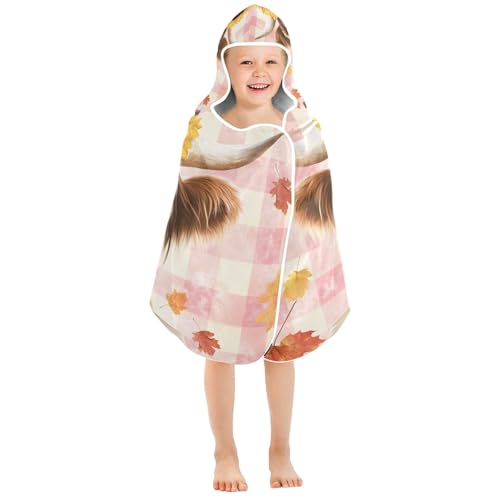 Image of A Highland Cow with Sunflowers Hooded Beach Towel for Kids, Kids Bath Hooded Towels for Boys Girls, Super Soft Absorbent Bathrobe with Hood for Swin Pool 50 inchx23.5 inch