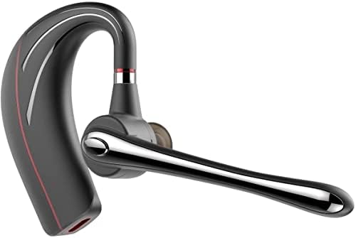 Bluetooth Headset Noise Canceling for Cellphones Wireless Single Ear Bluetooth Earpiece with Microphone for Trucker（Dark Black）