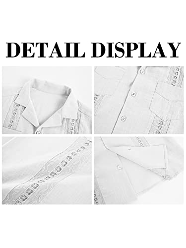 Boys Guayabera Shirts Cuban Short Sleeve Tops Casual Button Down Beach Shirt Spread Collar Solid Summer Blouse White #TOP6