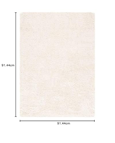 Image of Handwoven Microfibre 3D Rug for Living Room (Ivory, 3 X 3 Feet (Square), Microfibre)