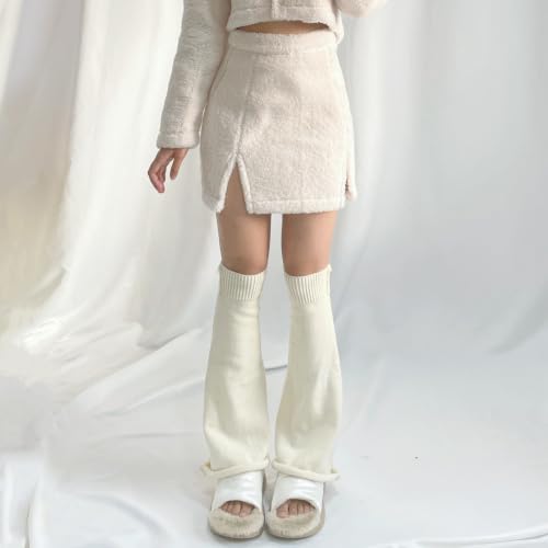 Image of WODECASA Girls Kawaii Leg Warmers Knitted Flared Leg Sleeves Goth Crochet Baggy Cuff Ankle Heap Socks