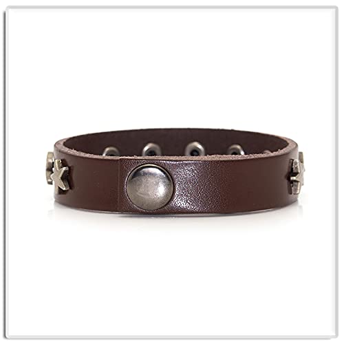 Image of Xusamss Hip Hop Alloy Star Wristband Leather Cuff Bracelet,7.5inches
