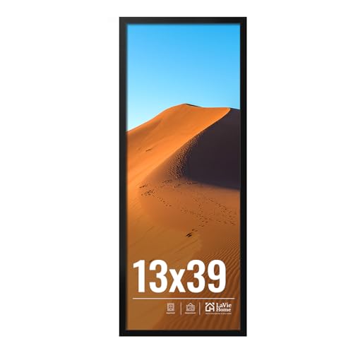 LaVie Home 13x39 Picture Frame for Wall Display, 13x39 Black Picture Frame with HD Plexiglas, 13 x 39 Frame 1 Pack, Display Frame for Vertical or Horizontal, Classic Collection