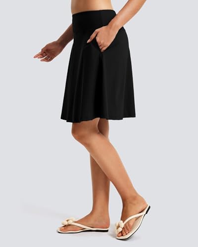 FitsT4 Sports Women's 20'' High Waisted Swim Skirt Skort Quick Dry Swimsuit Bikini Bottoms with Pockets3