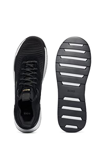 Image of BOSS Mens Titanium Runn TTNM EVO Suede-Trim Trainers in a Sock Style Size
