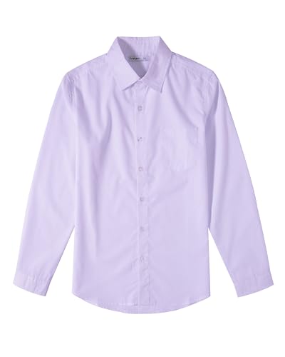 Tronjori Boys Long Sleeve Button Down Casual Woven Dress Shirt Uniform School