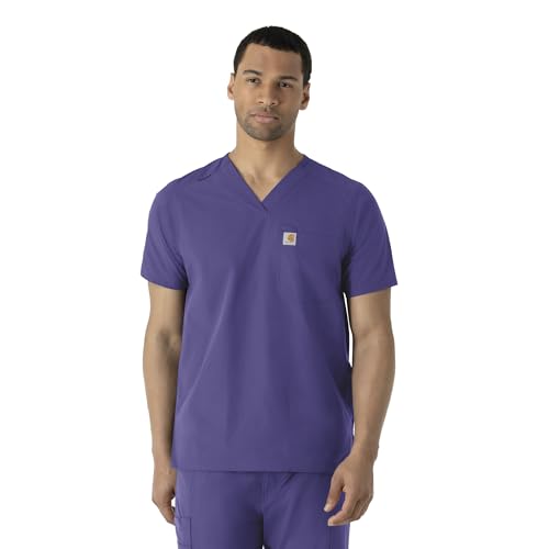 Carhartt Force Essentials Men's Modern Fit V-Neck Scrub Top - Grape, S
