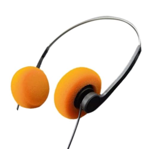 Cuffie sovrauricolari retrò, mini cuffie stereo leggere anni '80 e '90, con archetto regolabile, per la maggior parte dei telefoni cellulari, colore: arancione