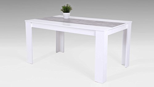 Möbel Akut Cocina Mesa Comedor Lilo Mesa Comedor Mesa Blanco imitación de hormigón 140 x 80 cm