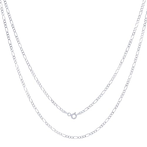 Nuragold 14K Real White Gold Solid Figaro Link Chain Necklace 16"-30" (2.25mm-6.5mm) Italian Jewelry for Men & Women2