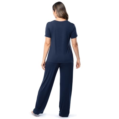 Image of Fruit of the Loom womens Short Sleeve Tee and Pant 2 Piece Sleep Set
