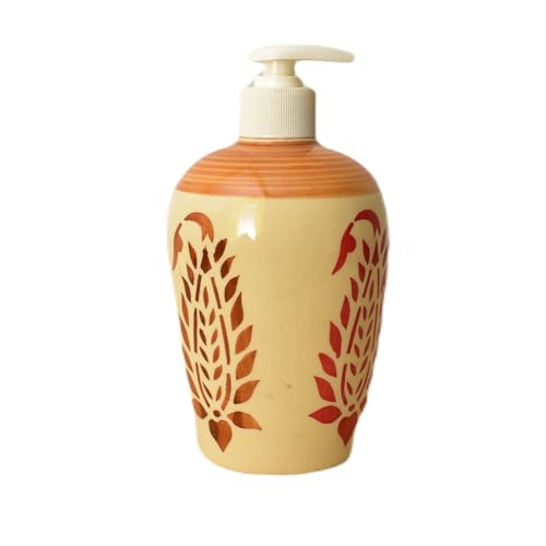 Image of Ceramic Liquid Soap Dispenser, 450 ml, Brown Rust | Refillable Pump Bottle for Hand Wash, Lotion, Shampoo & Kitchen Use, 2 Pieces