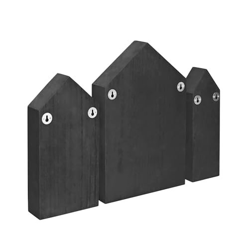 Ikee Design House-Shaped Wooden Shadow Cubby Box Display Shelf Organizer Storage Shadow Box for Mini Figures, Set of 3, 10 W x 2 1/4 D x 15 H in, Black Color - Thumbnail 5