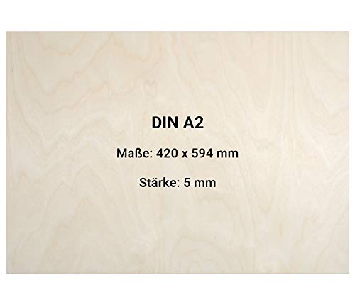 5mm Multiplexplatten Sperrholz Platte DIN A1 A2 A3 A4 A5 Zuschnitt Holz unbehandelt DIN A2 (594mm x 420mm) 3 St&uuml;ck