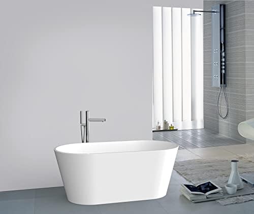 67 in. Acrylic Flatbottom Freestanding Soaking Bathtub in Glossy White