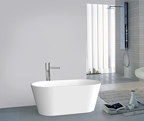 67 In. Acrylic Flatbottom Freestanding Soaking Bathtub In Glossy White #TOP3