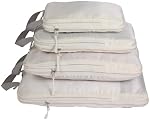 Packing Cubes,Compression Packing Cubes Travel Organizer,Travel Essentials Luggage Organizer Bag with Shoe Bag,Compressible Travel Organizer for Suitcase (Beige 4)