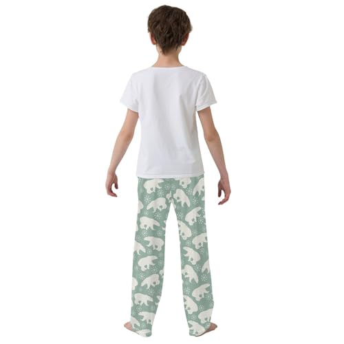 Polar Bear Snowflake Boys Long Pants Soft Trousers Elastic Waist Kids Lounge Bottoms with Pockets S-XL3