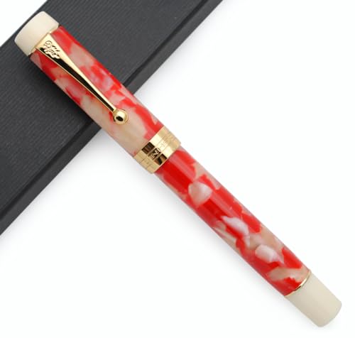 Stylo-plume Jinhao 100 luxe en résine acrylique rouge et blanc avec plume fine de 0,7 mm