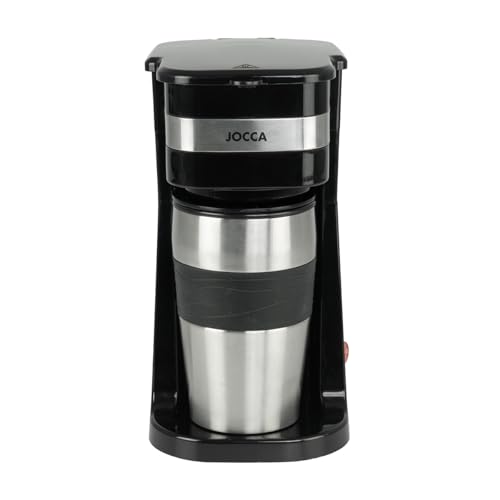 Jocca - Cafetera Goteo Individual con Termo 750W | Incluye Taza de 420 ml | Filtro Reutilizable | Apagado Automático | Ideal para Viajes | Taza Doble Pared