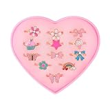 VNIDJGB 12 Pcs Kids Rings, Princess Heart Shape Box Rings for Girls, Rainbows and Cakes Adjustable Little Girl Kids Jewellery, Childrens Jewellery for Birthday Gift, Pretend Play Dress, Friendly Gift