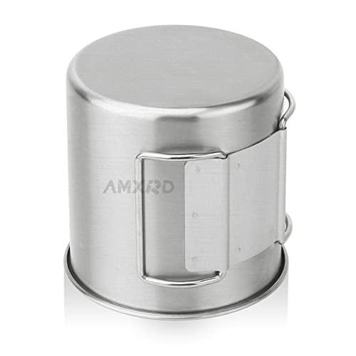 Amxrd Foldable Camping Cup, 304 Stainless Steel Drinking Mugs, Outdoor Cookware Pot, 16.9 Oz #TOP3