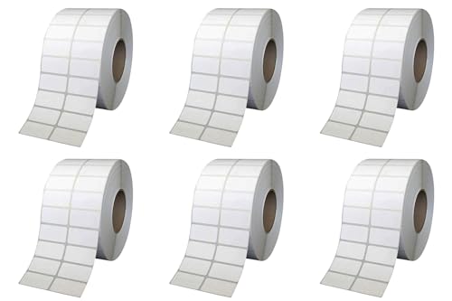 Image of BlackDreams Direct Thermal Label roll 38x25mm 2ups Without Gap 4000 /roll for All Barcode Printer(no Ribbon Required) (Pack of 6)
