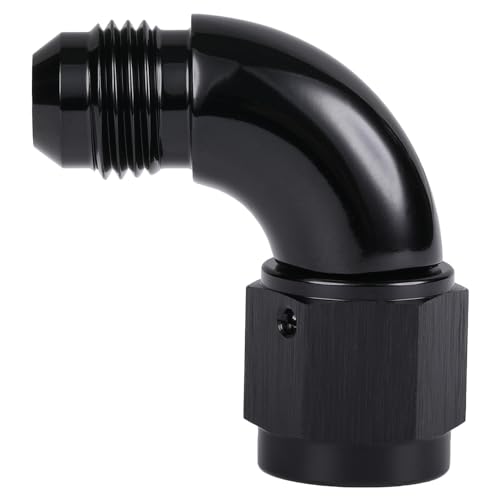 Podavelle 90 Degree 6AN Male to 6AN Female Swivel Full Flow Fitting Adapter Coupler Aluminum Black