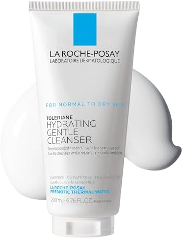 La Roche-Posay Toleriane Hydrating Gentle Facial Cleanser, with Niacinamide | Face cleanser with niacinamide & ceramides, safe for sensitive skin. Daily face wash for normal to dry skin, fragrance free.